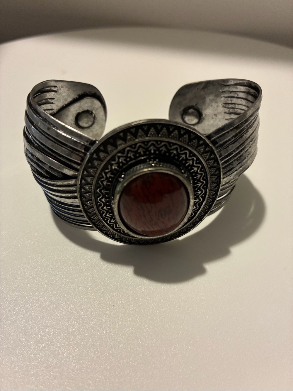 Premier Design Bohemian Silver-Tone Cuff Bracelet with Brown Stone